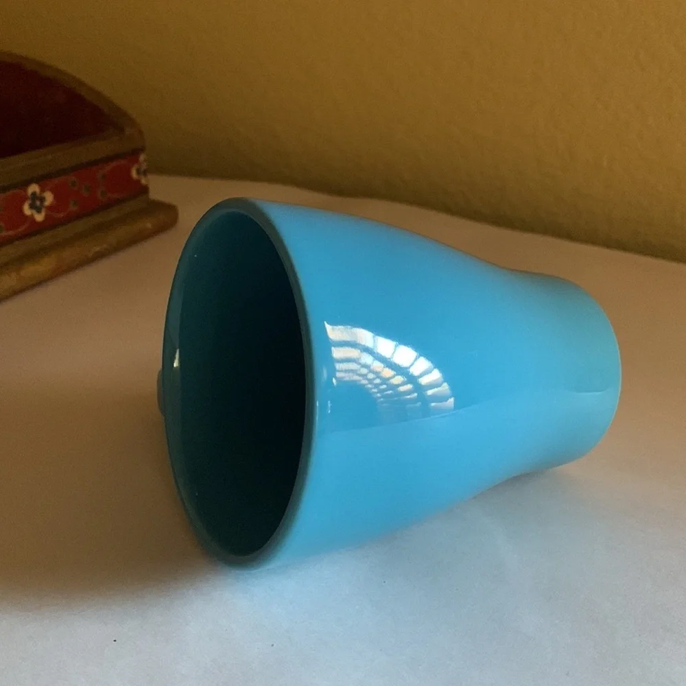 4” blue Ikea coffee cup tea glass mug new